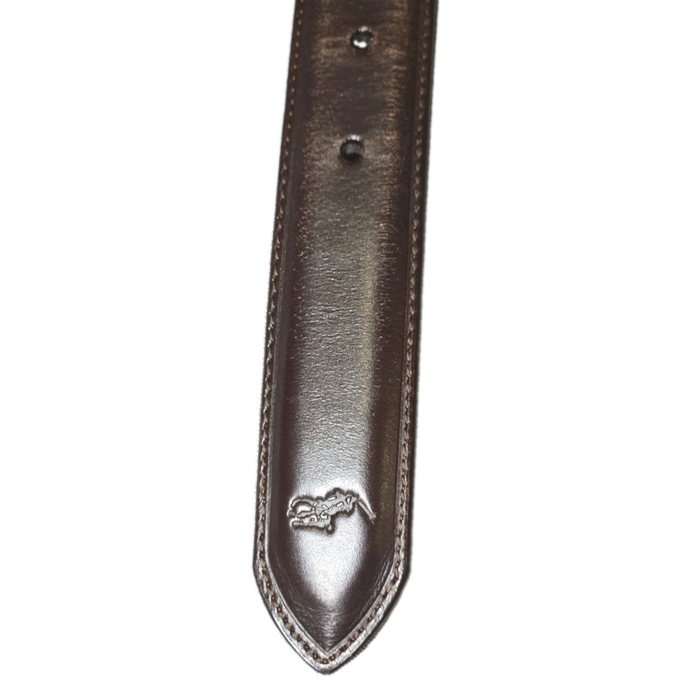 Polo Ralph Lauren Leather Belt Mens 34 85 Brown Silver Buckle Classic Dress Loop